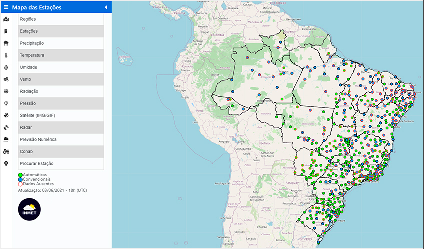 Mapa das Estações do INMET Mapa das Estações do INMET