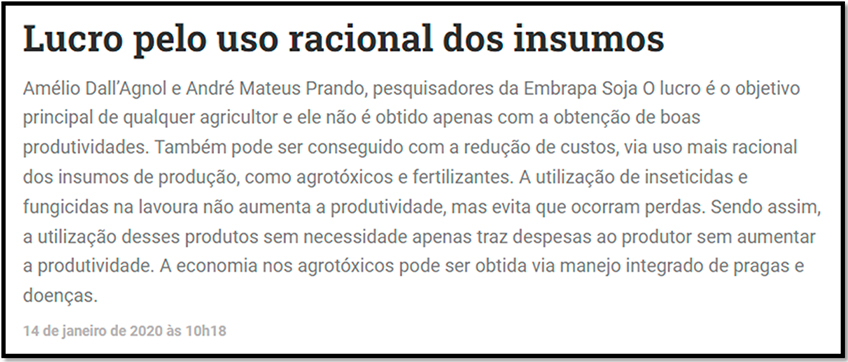 Notícia Blog da Embrapa Soja